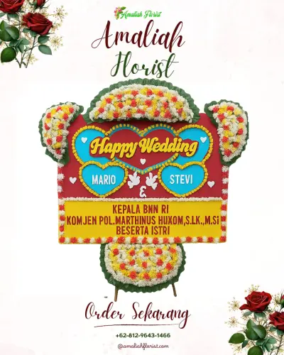 Karangan Papan Bunga Pernikahan di Sukajaya
